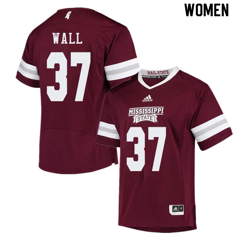 Women #37 Brad Wall Mississippi State Bulldogs College Football Jerseys Sale-Maroon - Click Image to Close